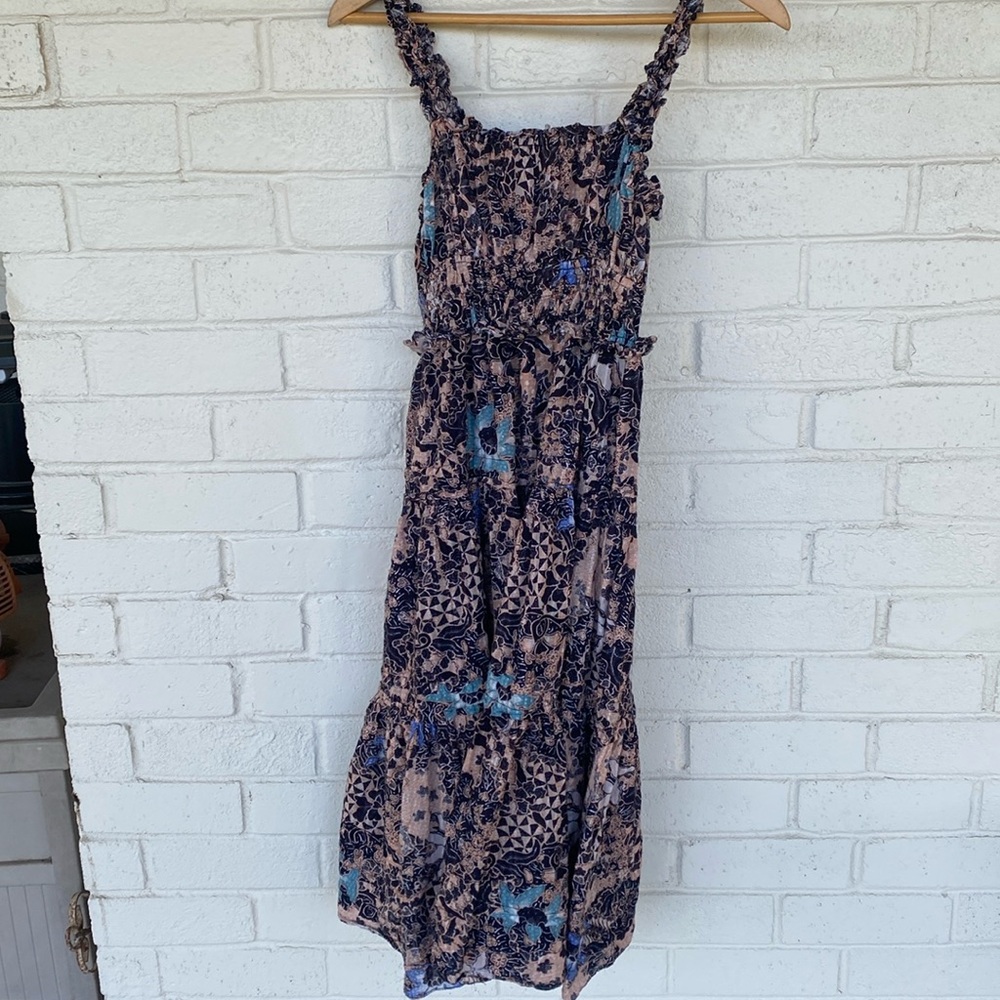 Ulla Johnson Annisa Midi Floral Tiered Dress in Faded Coral 2 - Picture 2 of 8